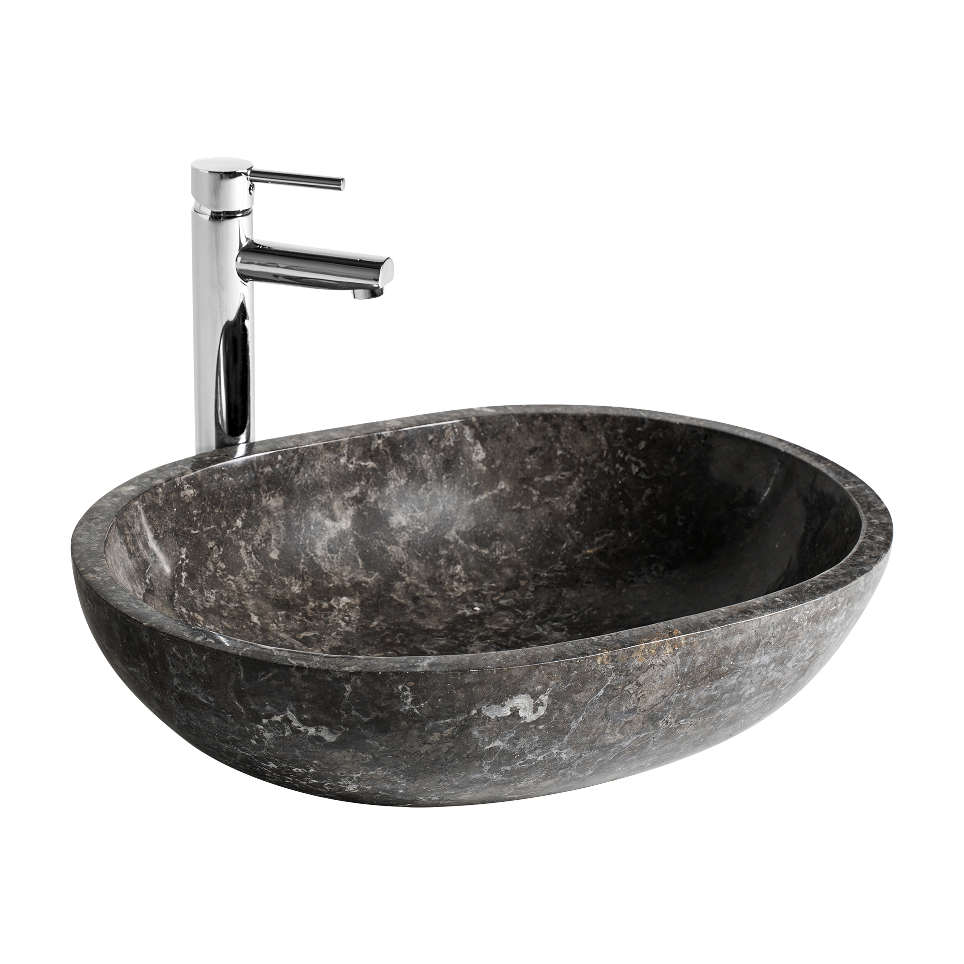Lavabo Cares de estilo contemporáneo fabricado en mármol en color gris.