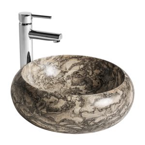 Lavabo Iris de estilo contemporáneo fabricado en mármol en color gris.