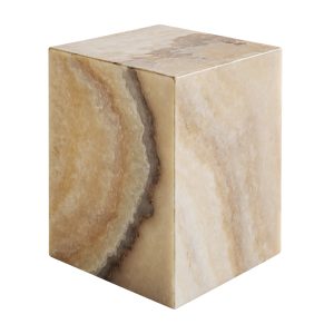 Mesa auxiliar Magland de estilo nórdico fabricado en onix en color marfil.