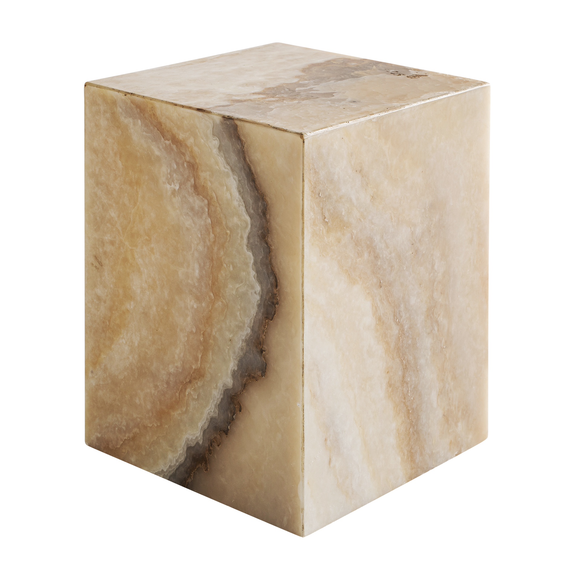 Mesa auxiliar Magland de estilo nórdico fabricado en onix en color marfil.