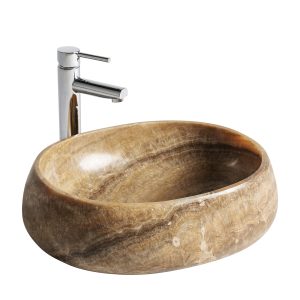 Lavabo Magland de estilo nórdico fabricado en onix en color marfil.