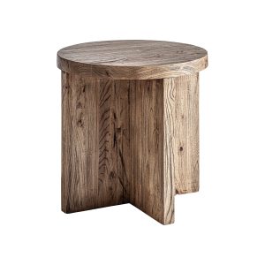 Mesa auxiliar Norvik de estilo contemporáneo fabricado en madera de olmo en color marrón.