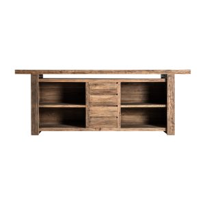 Barra de bar Norvik de estilo contemporáneo fabricado en madera de olmo en color marrón.