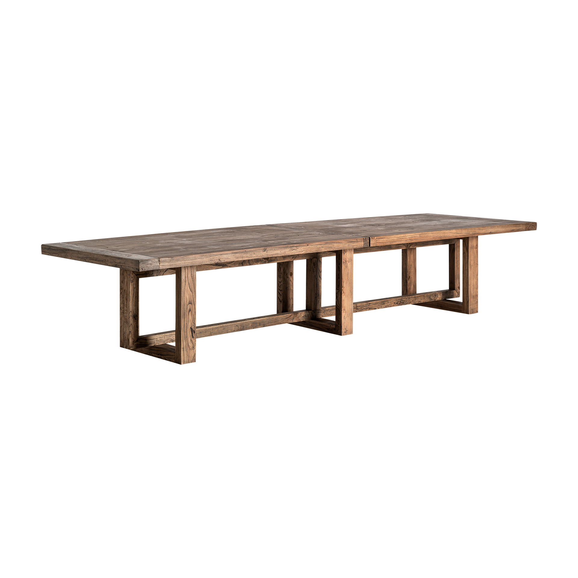 Mesa comedor Norvik de estilo contemporáneo fabricado en madera de olmo en color marrón. Producto desmontable.