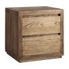 Mesita de noche Norvik de estilo contemporáneo fabricado en madera de olmo en color marrón.