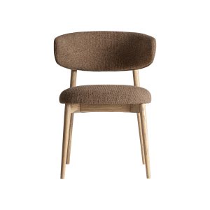 Silla Erlec de estilo clásico fabricado en poliéster en color topo combinado con madera de arce en color marrón.