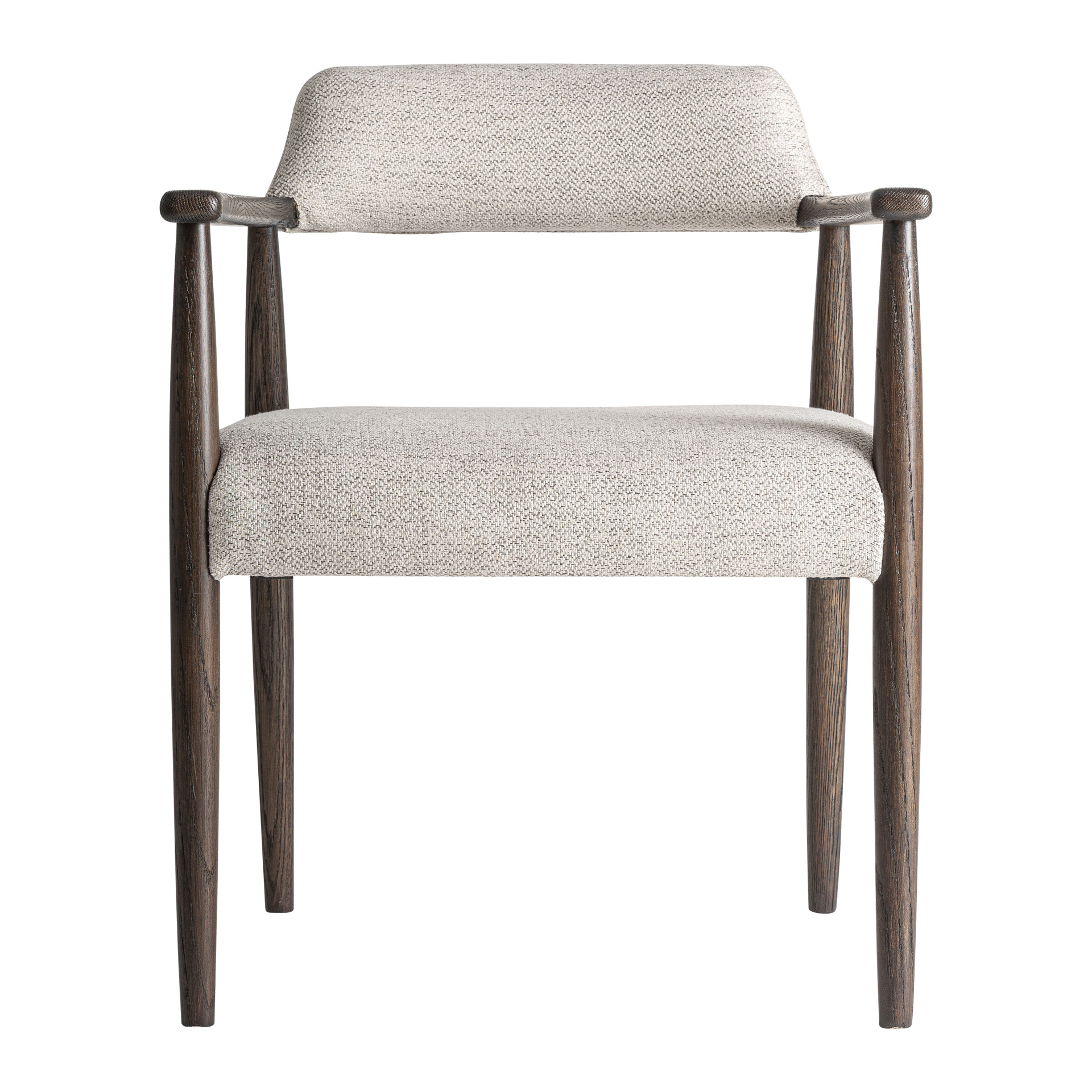 Silla Staple de estilo contemporáneo fabricado en madera de fresno en color negro combinado con poliéster en color gris.