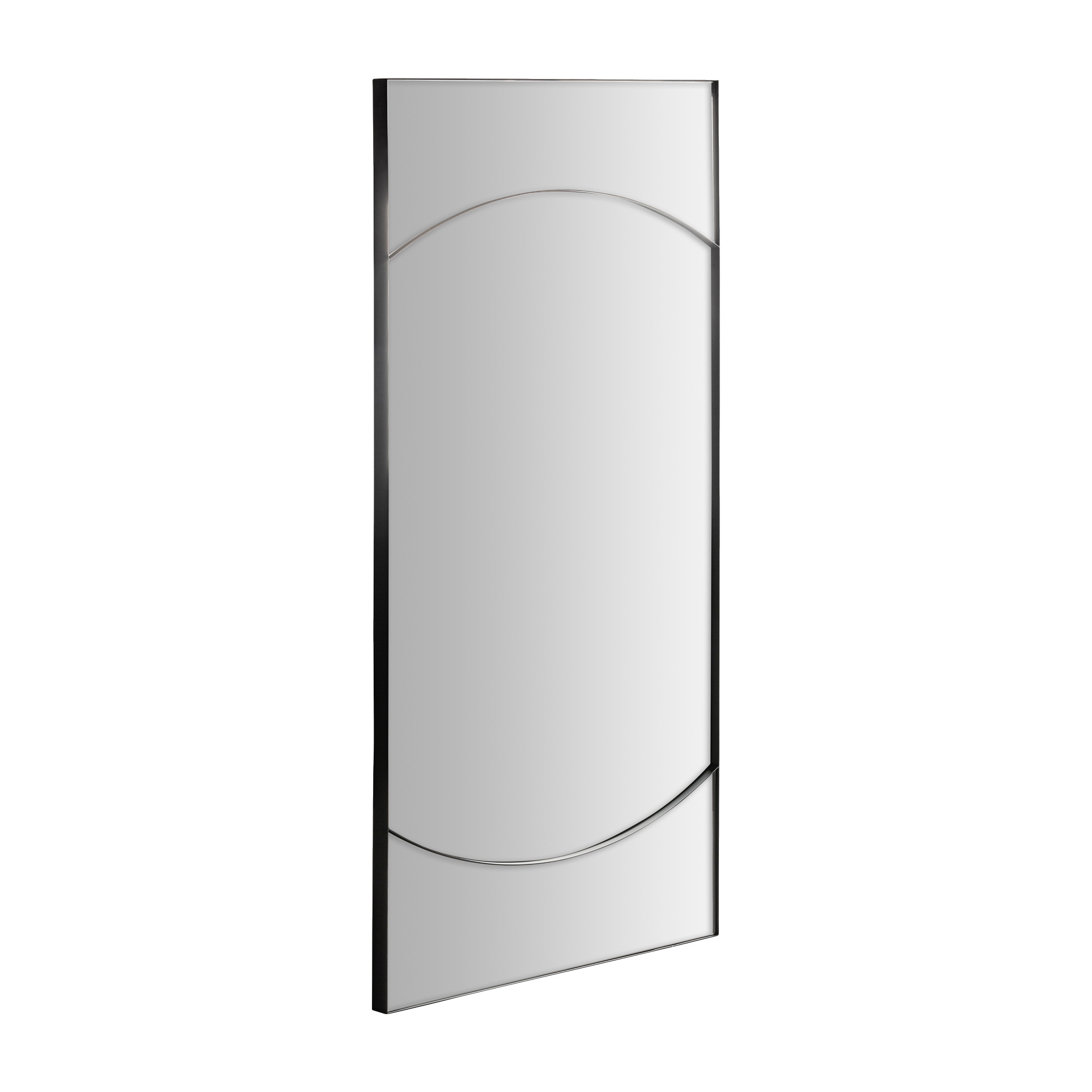 Espejo Thoth de estilo moderno fabricado en hierro en color negro combinado con espejo.