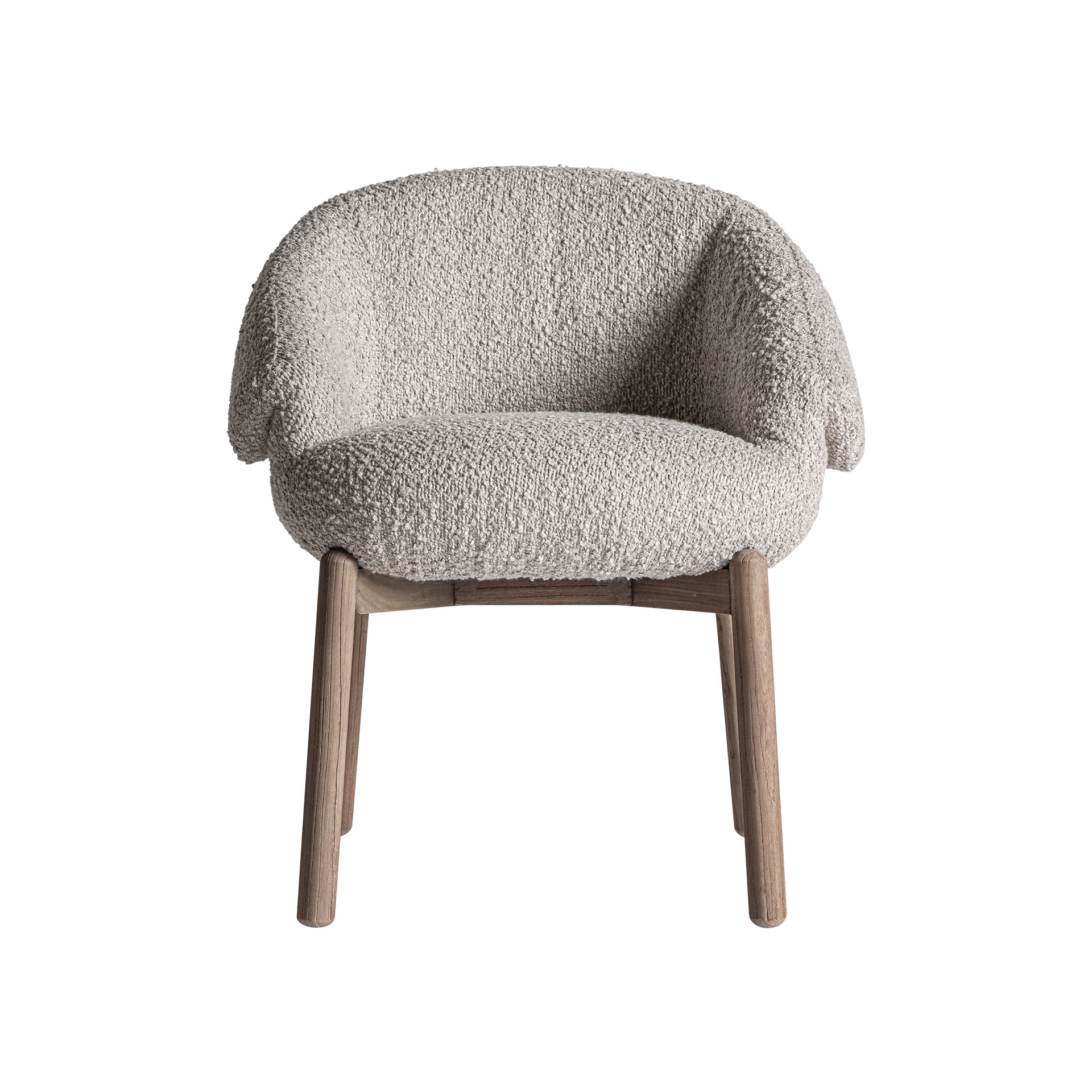 Silla Jacquard de estilo contemporáneo fabricado en madera de olmo en color marrón combinado con poliéster en color beige.