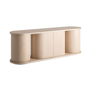 Aparador Kharj de estilo art deco fabricado en madera roble en color beige.