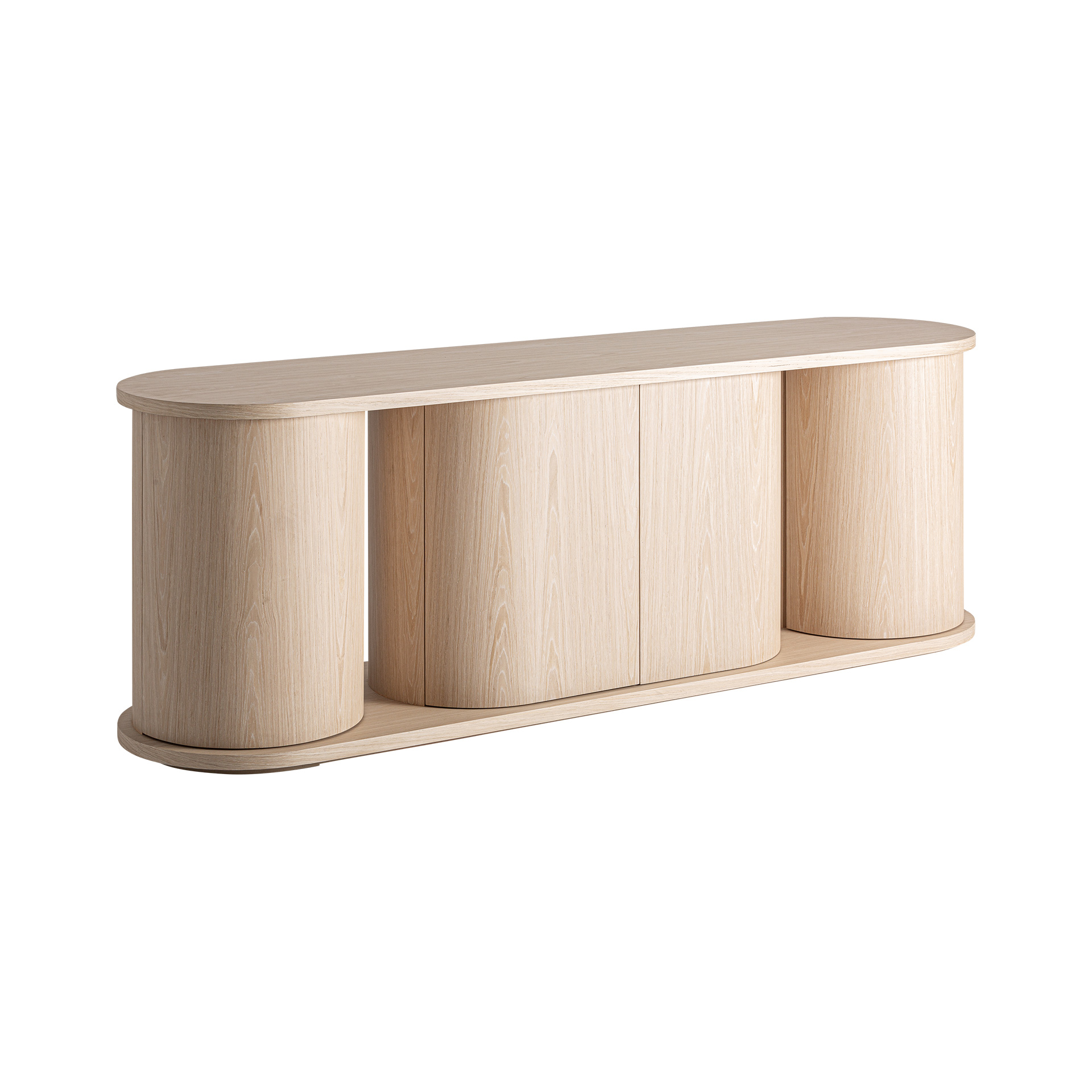 Aparador Kharj de estilo art deco fabricado en madera roble en color beige.