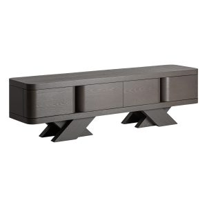 Mueble tv Rize de estilo art deco fabricado en madera roble en color negro.