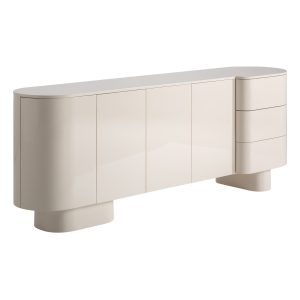 Aparador Haton de estilo contemporáneo fabricado en madera dm en color blanco roto. Producto desmontable.