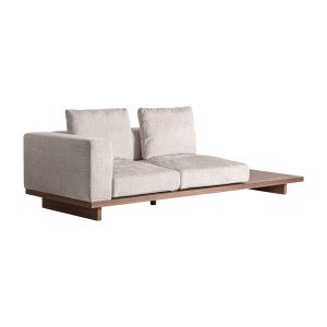 Módulo sofá esquinero Metti de estilo contemporáneo fabricado en poliéster en color topo combinado con madera dm en color marrón y espuma. Producto desmontable. Compatible con: 36864.