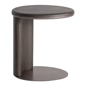 Mesa auxiliar Pravia de estilo contemporáneo fabricado en madera dm en color marrón combinado con madera contrachapada en color marrón y hierro.