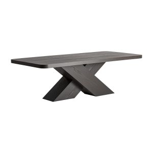 Mesa comedor Yvore de estilo contemporáneo fabricado en madera roble en color negro.