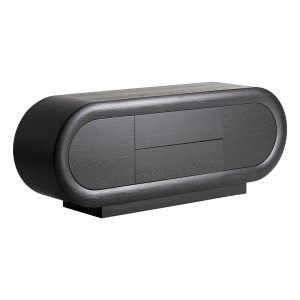 Aparador Chamonix de estilo art deco fabricado en madera roble en color marrón en color negro.