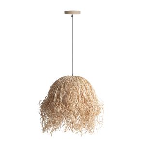 Lámpara de colgar Kall de estilo boho fabricado en papel en color marrón claro combinado con hierro en color negro.