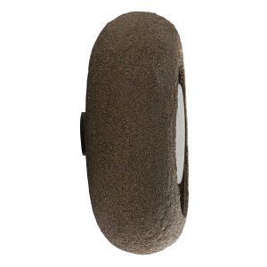 Aplique Wisha de estilo contemporáneo fabricado en cemento en color gris combinado con papel maché en color gris y piedra en color beige.