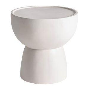 Mesa de centro Naima de estilo contemporáneo fabricado en hormigón armado en color blanco roto.