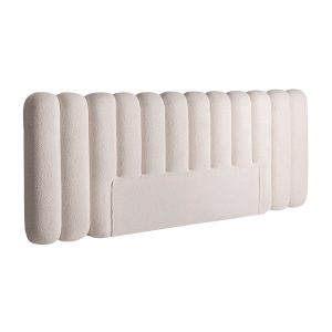 Cabezal Mier de estilo contemporáneo fabricado en poliéster en color crema combinado con madera de fresno y espuma.