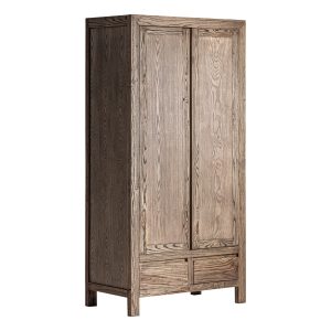 Armario Thouars de estilo rústico fabricado en madera de olmo en color marrón.