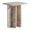 Mesa auxiliar Swalmen de estilo art deco fabricado en mármol en color beige.