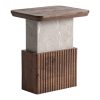 Mesa auxiliar Anzex de estilo contemporáneo fabricado en madera de mango en color marrón combinado con mármol en color gris con acabado veteado.