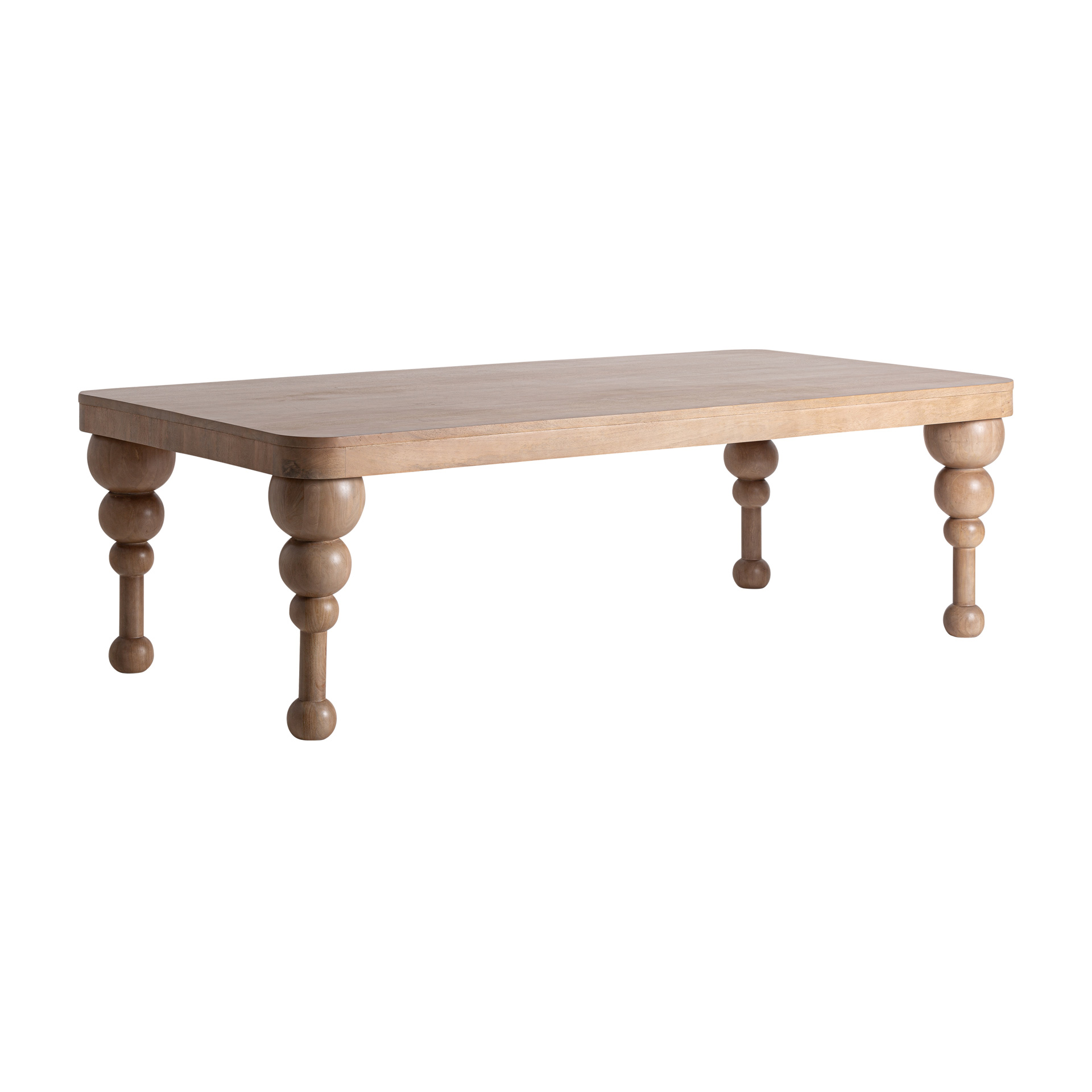 Mesa comedor Bocksberg de estilo contemporáneo fabricado en madera de mango en color marrón claro. Producto desmontable.