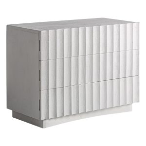 Cómoda Saundby de estilo contemporáneo fabricado en madera de mango en color blanco.