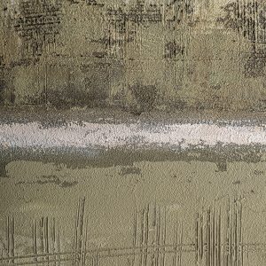 Cuadro Kain de estilo contemporáneo fabricado en lienzo en color tonos en verde con acabado artesanal combinado con madera de pino en color marrón claro.