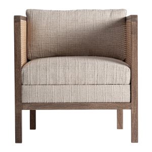 Sillón Breille de estilo contemporáneo fabricado en madera de mango en color marrón combinado con poliéster en color topo y espuma. Producto desenfundable.