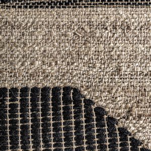 Cuadro Celso de estilo contemporáneo fabricado en madera de mango en color negro combinado con yute en color beige.