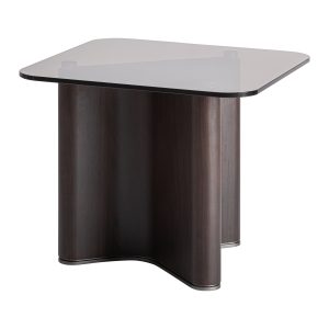 Mesa auxiliar Bransby de estilo contemporáneo fabricado en madera de fresno en color negro combinado con cristal en color gris con acabado templado. Producto desmontable.
