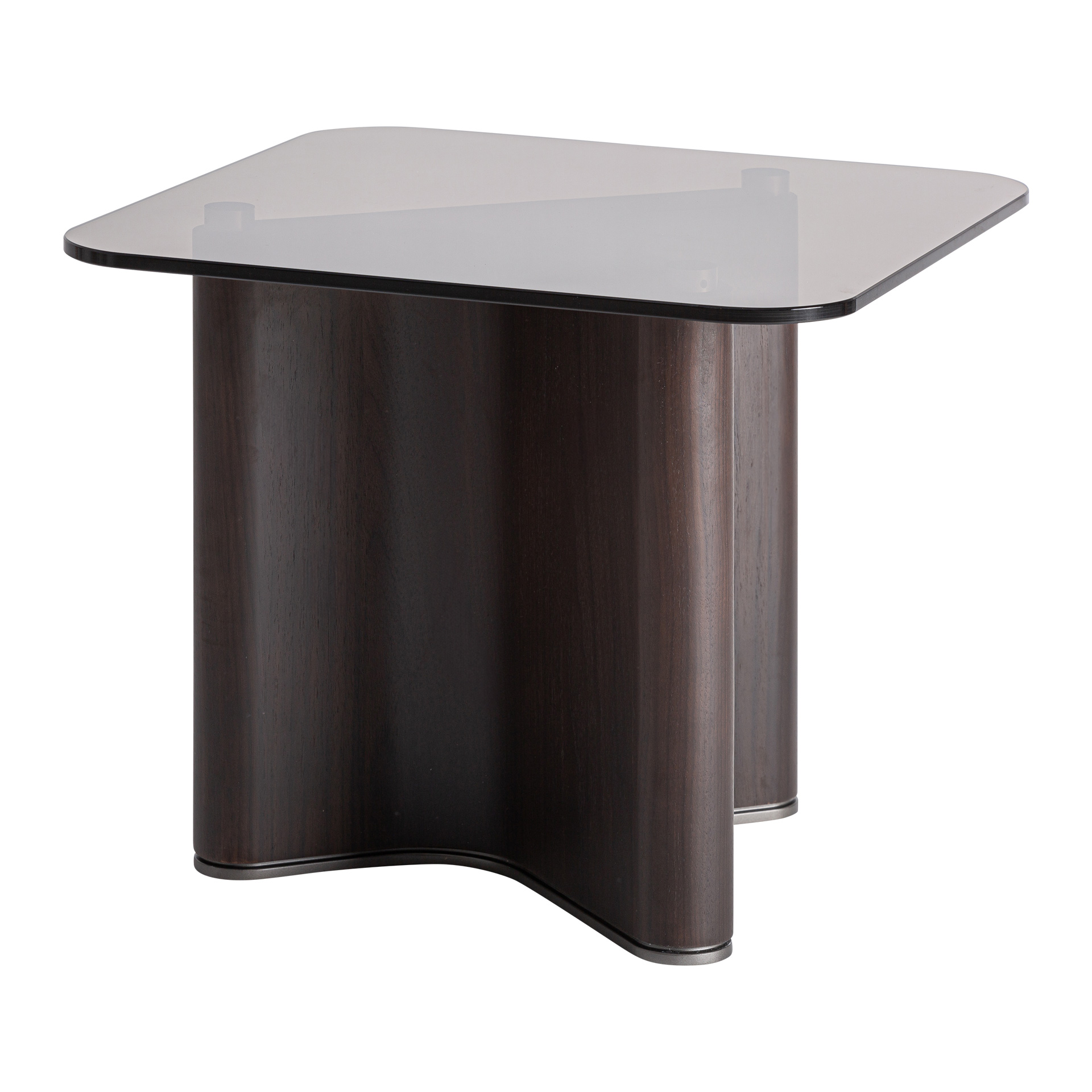 Mesa auxiliar Bransby de estilo contemporáneo fabricado en madera de fresno en color negro combinado con cristal en color gris con acabado templado. Producto desmontable.