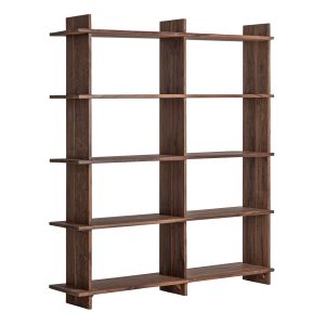 Estante modular Brutalist de estilo contemporáneo fabricado en madera de sal en color marrón con acabado teñido.