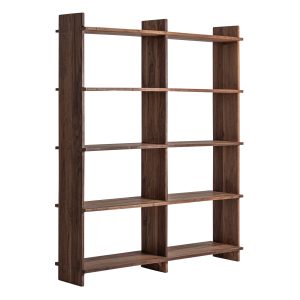 Estante modular Brutalist de estilo contemporáneo fabricado en madera de sal en color marrón con acabado teñido.