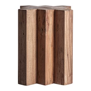 Mesa auxiliar Brutalist de estilo contemporáneo fabricado en madera de sal en color marrón con acabado teñido.