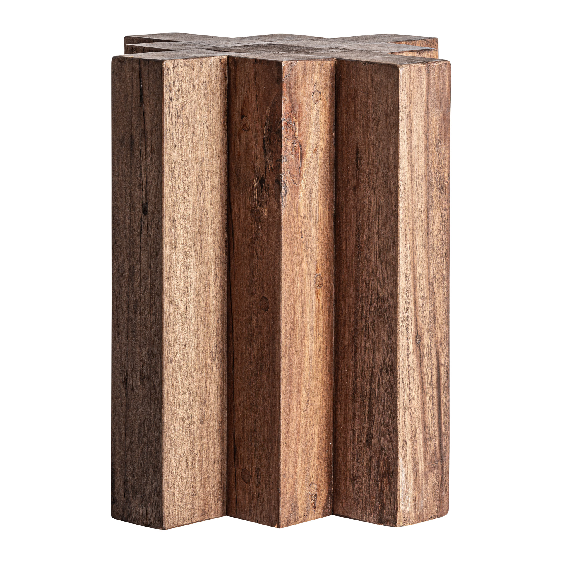 Mesa auxiliar Brutalist de estilo contemporáneo fabricado en madera de sal en color marrón con acabado teñido.