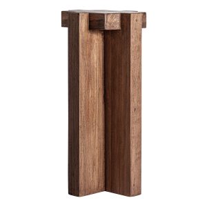 Peana Brutalist de estilo contemporáneo fabricado en madera de sal en color marrón con acabado teñido.