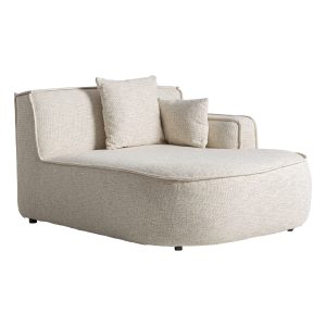 Módulo sofá esquinero Shol de estilo contemporáneo fabricado en poliéster en color beige combinado con espuma y aluminio. Compatible con: 37209.