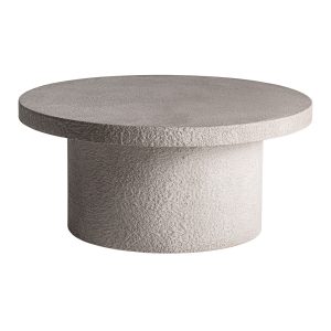 Mesa de centro Banfe de estilo contemporáneo fabricado en cemento en color blanco roto combinado con madera dm.