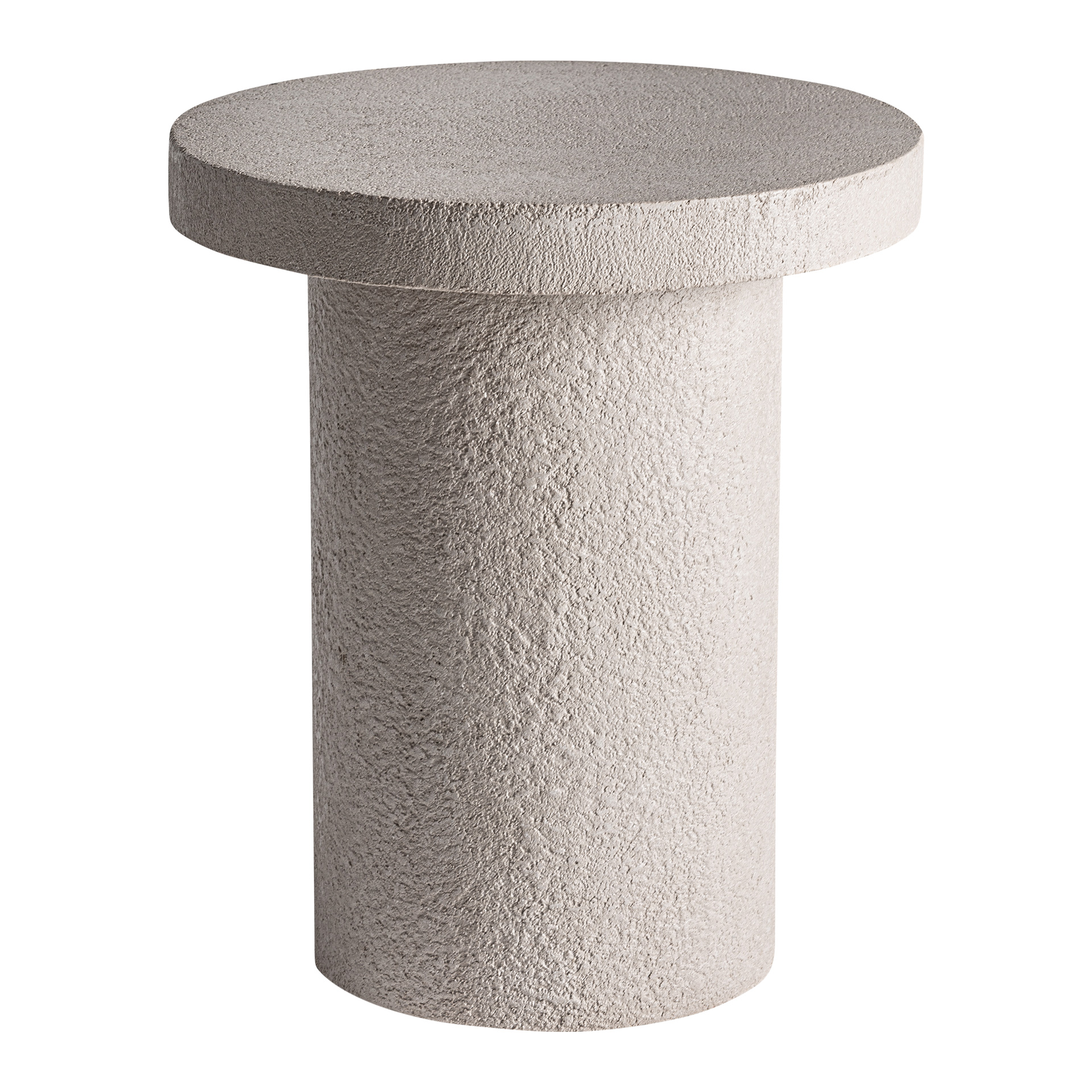 Mesa de centro Banfe de estilo contemporáneo fabricado en cemento en color blanco roto combinado con madera dm.