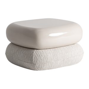 Reposapiés Wallau de estilo contemporáneo fabricado en madera dm en color beige combinado con poliéster en color beige y espuma.