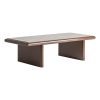 Mesa de centro Kurten de estilo contemporáneo fabricado en madera dm en color marrón combinado con cerámica en color marrón claro.