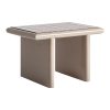 Mesa de centro Kurten de estilo contemporáneo fabricado en madera dm en color beige combinado con cerámica en color marrón.