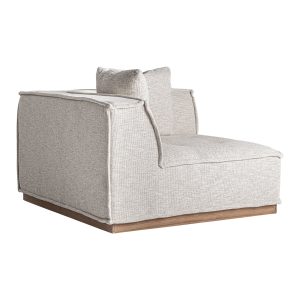 Módulo sofá esquinero Olpe de estilo contemporáneo fabricado en poliéster en color beige combinado con espuma y aluminio en color marrón. Producto desenfundable. Compatible con: 37230.