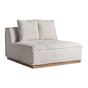 Módulo sofá central Olpe de estilo contemporáneo fabricado en poliéster en color beige combinado con espuma y aluminio en color marrón. Producto desenfundable. Compatible con: 37229.