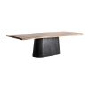 Mesa comedor Knaith de estilo contemporáneo fabricado en madera de mango en color negro combinado con madera de acacia en color marrón. Producto desmontable.