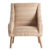 Sillón Chateris de estilo clásico fabricado en yute en color beige combinado con algodón y madera de mango en color marrón.